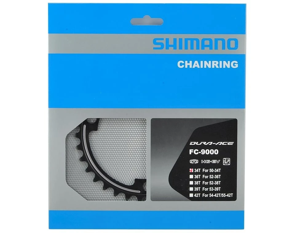 Shimano Dura-Ace FC-9000 Chainrings (Black/Silver) (2 X 11 Speed) (110mm BCD) (Inner) (34T) 4 Shimano Dura-Ace FC-9000 Chainrings (Black/Silver) (2 X 11 Speed) (110mm BCD) (Inner) (34T) - Image 2